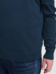 Albastru - Blend Big & Mărime iapa Lightweight Guler rotund Knit Pulover - Imaginea 4 din 5