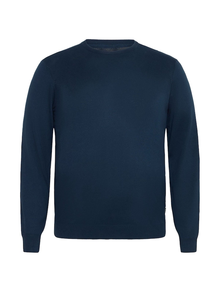 Albastru - Blend Big & Mărime iapa Lightweight Guler rotund Knit Pulover - Imaginea 5 din 5
