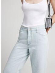 River Island Blue High Rise Relaxed Straight Texture 100% Cotton Jeans - Image 3 of 4