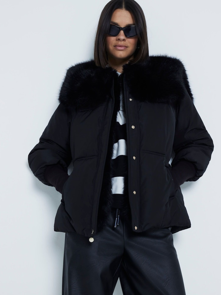 River Island Padded Faux Fur Jacket - صورة 1 من 6