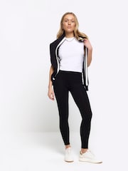 River Island Black Petite 3 Pack High Waisted 100% Cotton Leggings - Image 1 of 5