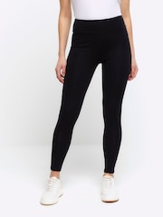River Island Black Petite 3 Pack High Waisted 100% Cotton Leggings - Image 3 of 5