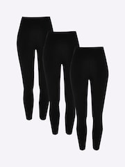 River Island Black Petite 3 Pack High Waisted 100% Cotton Leggings - Image 4 of 5