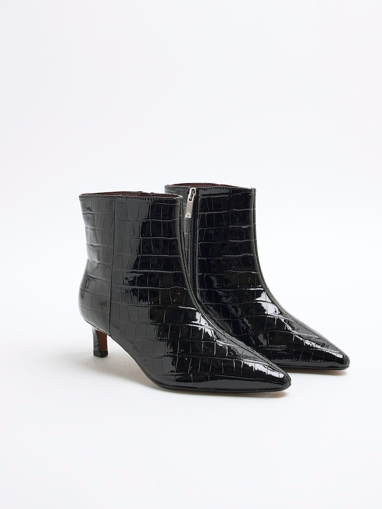 River Island Black Kitten Heel Ankle Boots - Image 2 of 7