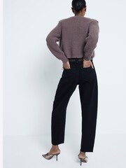 River Island Black Oversized High Rise Barrel 100% Cotton Jeans - Image 2 of 5