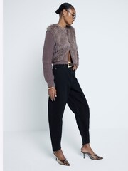 River Island Black Oversized High Rise Barrel 100% Cotton Jeans - Image 3 of 5