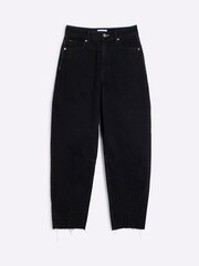 River Island Black Oversized High Rise Barrel 100% Cotton Jeans - Image 4 of 5