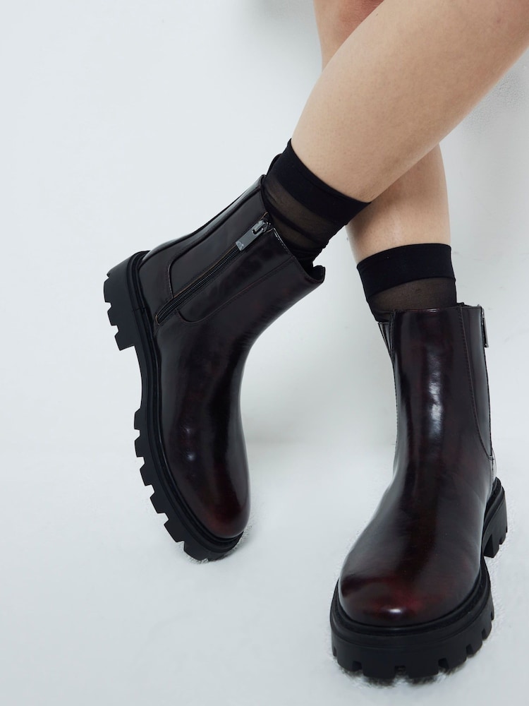 River Island Red Patent Ankle Chelsea Boots - Image 1 of 6