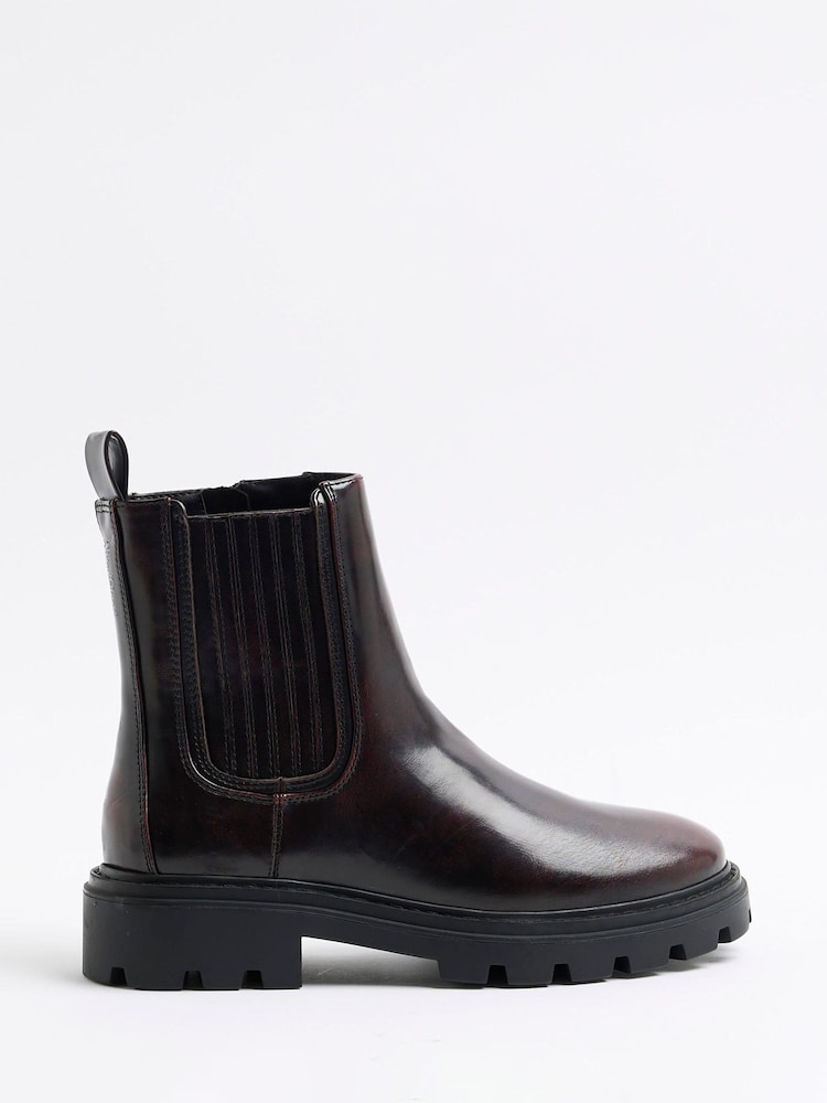 River Island Red Patent Ankle Chelsea Boots - Image 2 of 6