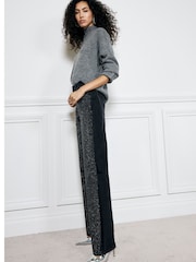 River Island Black High Rise Embellished Relaxed Straight 100% Cotton Jeans - Image 2 of 4