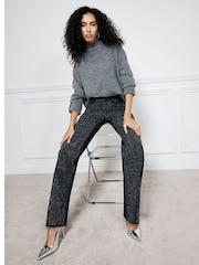 River Island Black High Rise Embellished Relaxed Straight 100% Cotton Jeans - Image 3 of 4