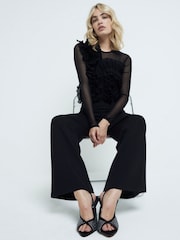 River Island Black Mesh Strap Heeled Court Sandals - Image 1 of 5