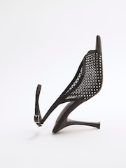 River Island Black Mesh Strap Heeled Court Sandals - Image 5 of 5