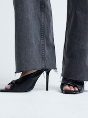 River Island Black Twisted Leather Heeled Mules - Image 1 of 5