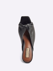 River Island Black Twisted Leather Heeled Mules - Image 3 of 5