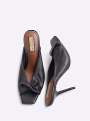 River Island Black Twisted Leather Heeled Mules - Image 5 of 5
