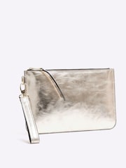 River Island Gold Metallic Leather Pouch Clutch Bag - Image 2 of 5