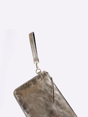 River Island Gold Metallic Leather Pouch Clutch Bag - Image 3 of 5