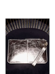 River Island Gold Metallic Leather Pouch Clutch Bag - Image 4 of 5