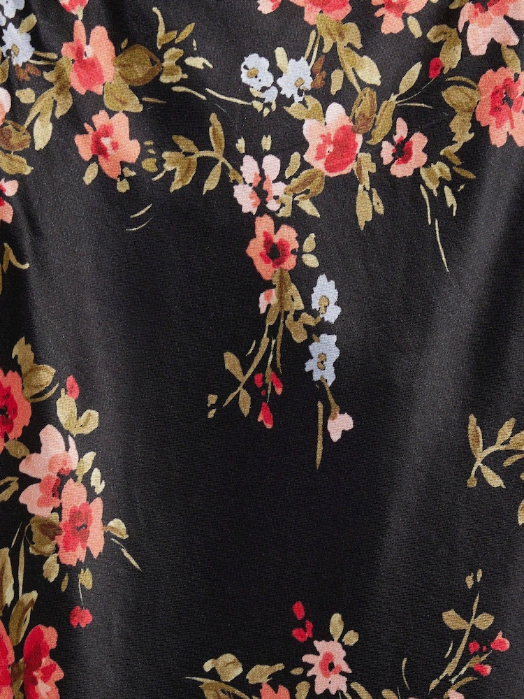 River Island Black Strappy Floral Print Cowl Neck Slip Dress - Image 4 of 4