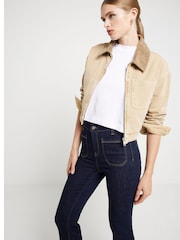 River Island Blue Mid Rise Pocket Front Flare Jeans - Image 4 of 6