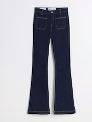 River Island Blue Mid Rise Pocket Front Flare Jeans - Image 5 of 6