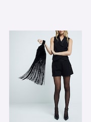 River Island Black Waterfall Tassel Clutch Bag - Image 1 of 5
