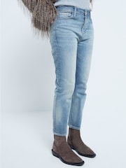 River Island Blue Petite Slim High Rise Straight 100% Cotton Jeans - Image 4 of 6