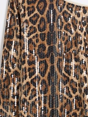 River Island Brown Leopard Print One Shoulder Midi Dress - Image 4 of 4