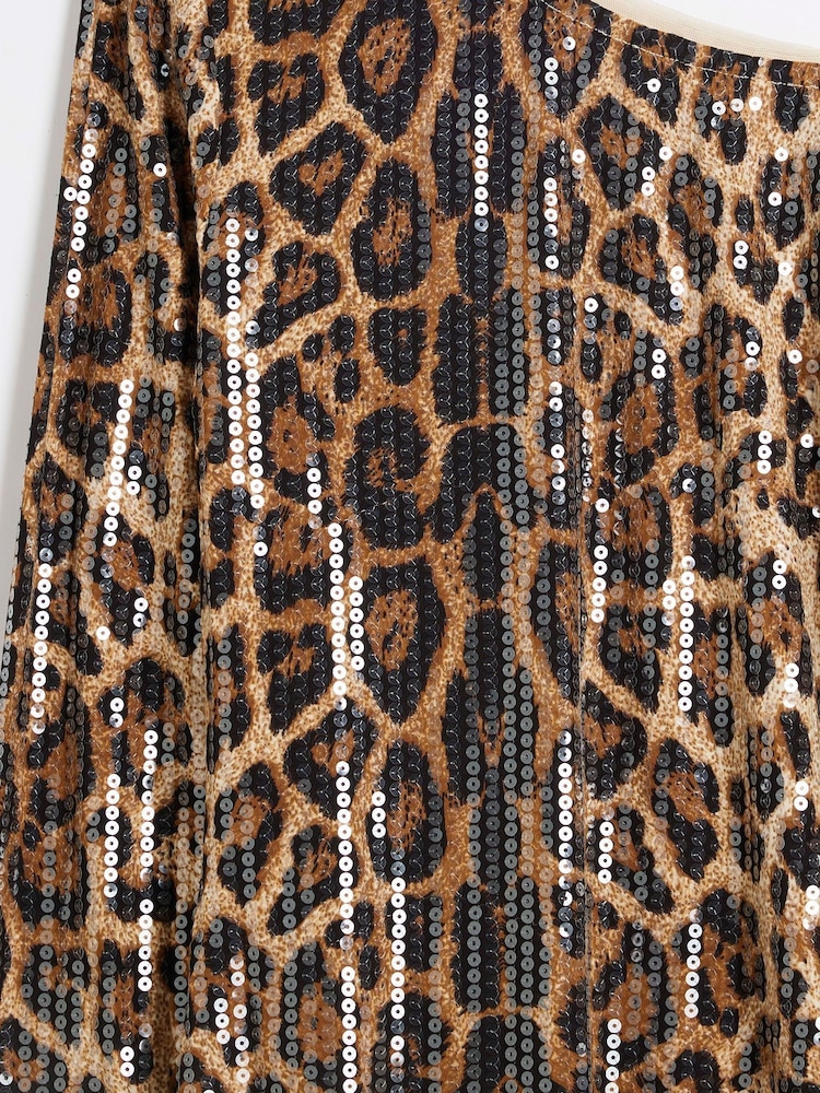 River Island Brown Leopard Print One Shoulder Midi Dress - Image 4 of 4