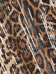 River Island Brown Plus Leopard Print Sequin T-Shirt - Image 6 of 6