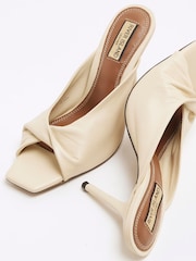 River Island Cream Twisted Leather Heeled Mules - Image 4 of 6