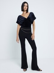 River Island Black Drape Plunge Bodies - Image 1 of 6