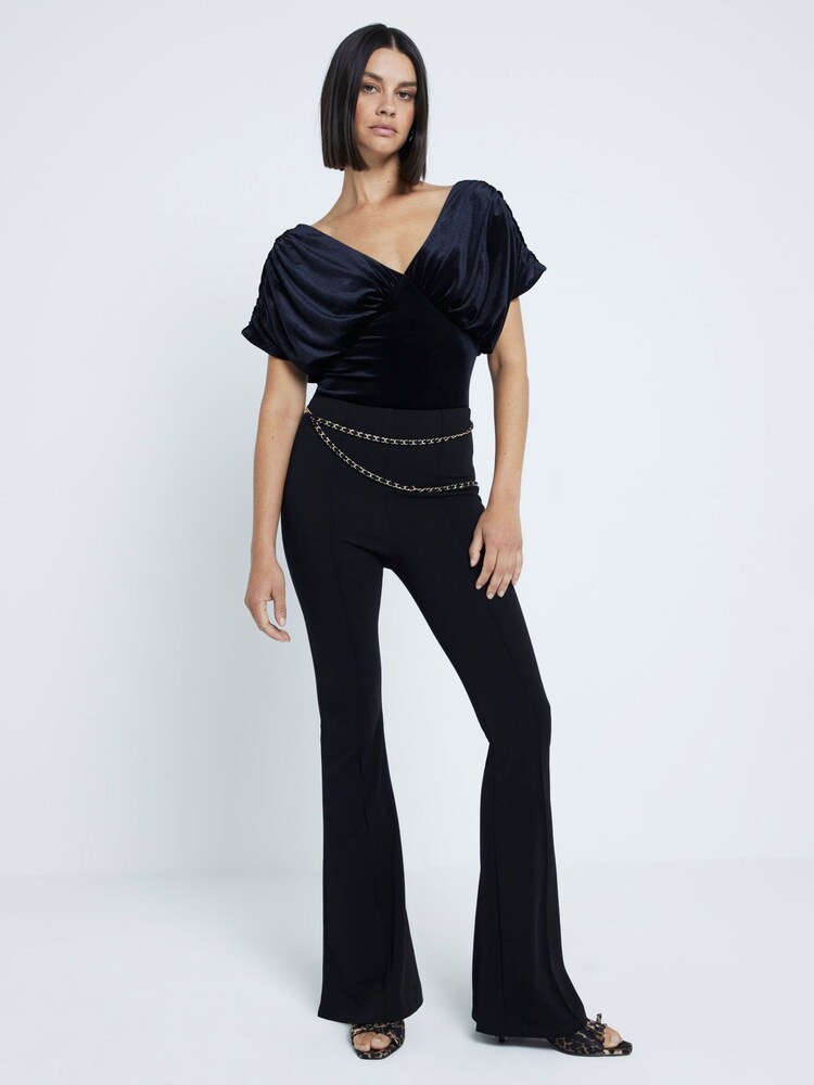 River Island Black Drape Plunge Bodies - Image 1 of 6 River Island Black Drape Plunge Bodies - Image 1 of 6