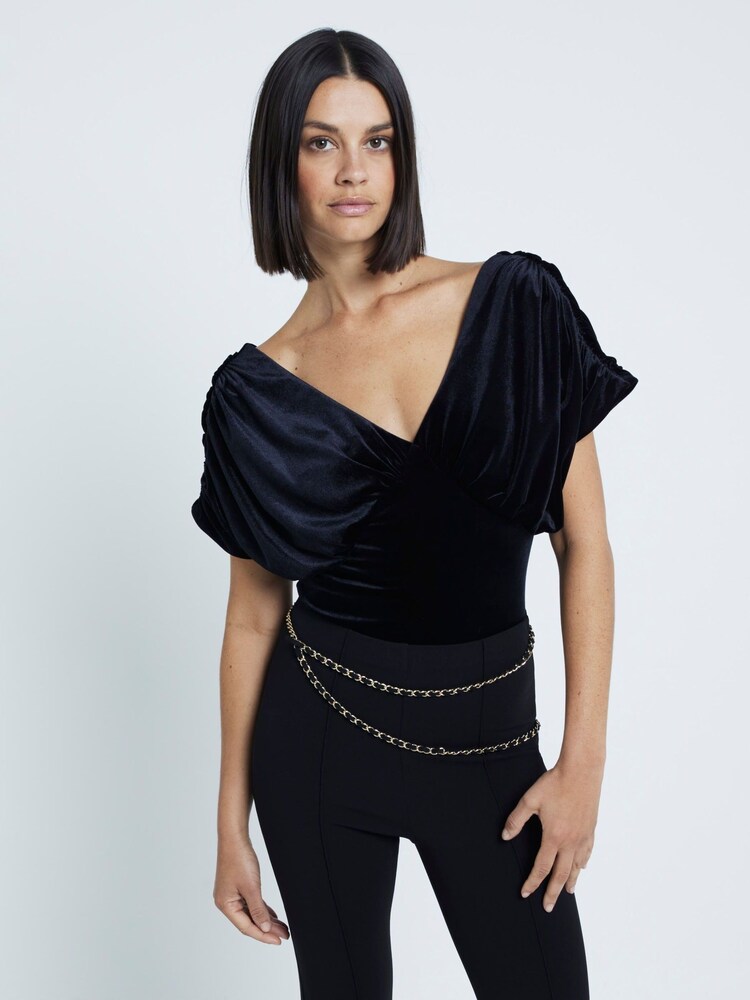 River Island Black Drape Plunge Bodies - Image 2 of 6 River Island Black Drape Plunge Bodies - Image 2 of 6