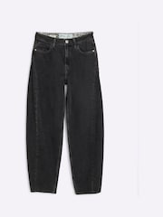 River Island Black Seamed Barrel 100% Cotton Jeans - Image 5 of 6