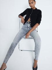 River Island Grey High Rise Super Skinny Jeans - Image 1 of 4
