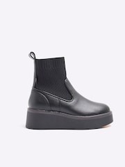 River Island Black Knitted Sock Ankle Boots - Image 2 of 6
