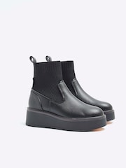 River Island Black Knitted Sock Ankle Boots - Image 3 of 6