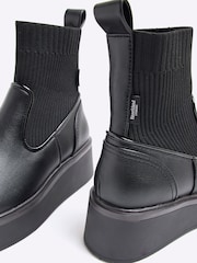 River Island Black Knitted Sock Ankle Boots - Image 6 of 6