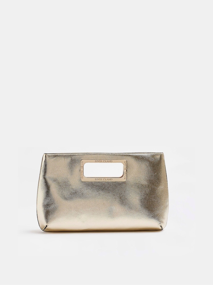 River Island Gold Metallic Handle Clutch Bag - Image 2 of 5