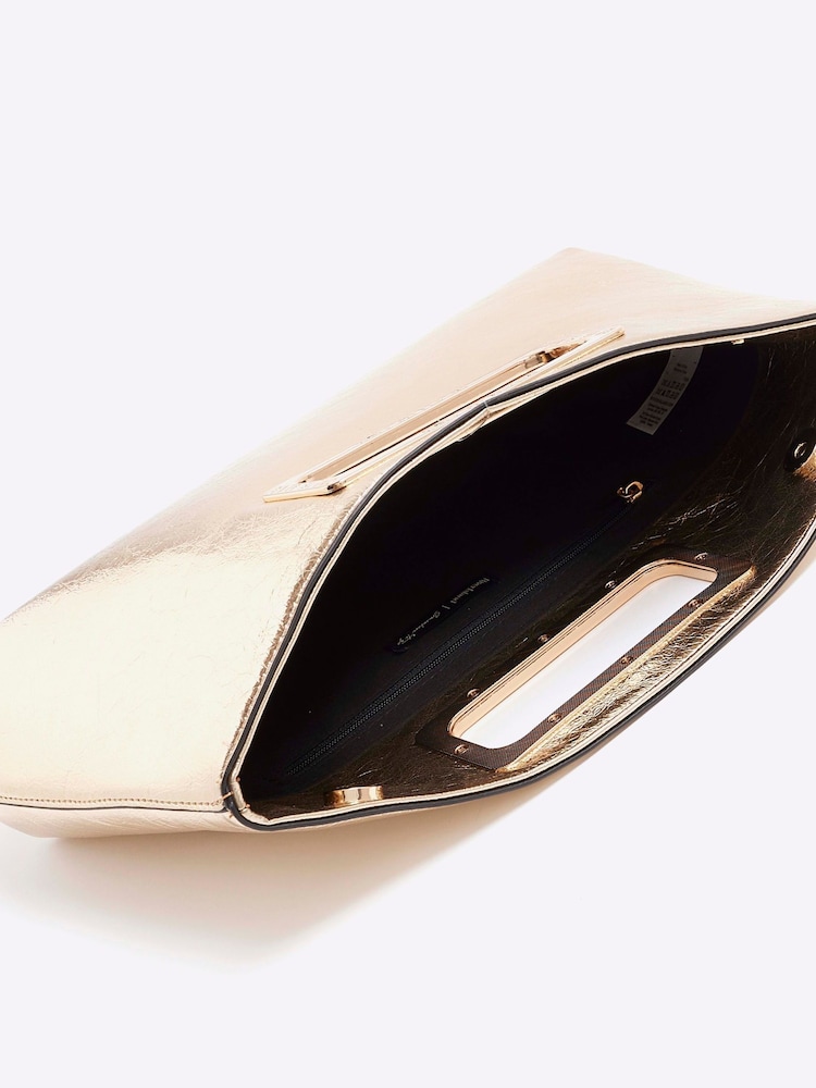 River Island Gold Metallic Handle Clutch Bag - Image 5 of 5