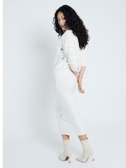 River Island Cream Sequin Knitted Midi Skirt - Image 2 of 4