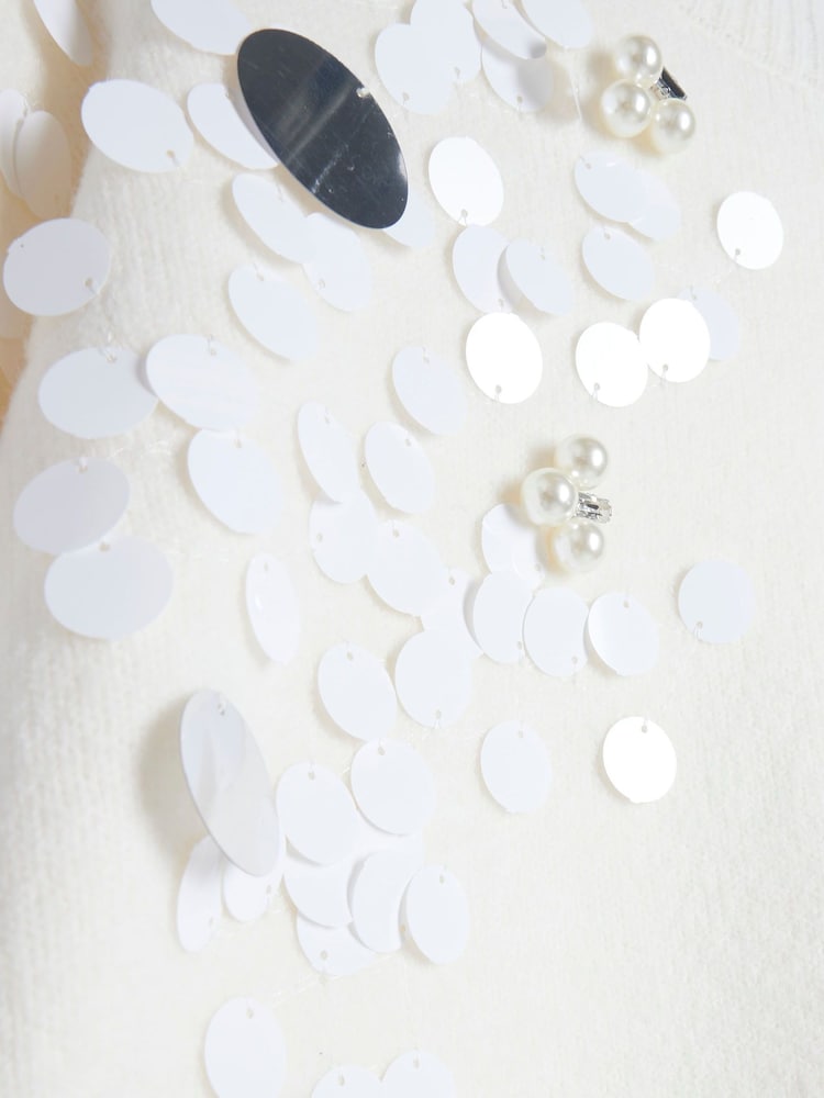 River Island Cream Sequin Roll Neck Jumper - Image 4 of 4 River Island Cream Sequin Roll Neck Jumper - Image 4 of 4