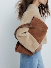 River Island Brown Suede Tote Bag - Image 1 of 5
