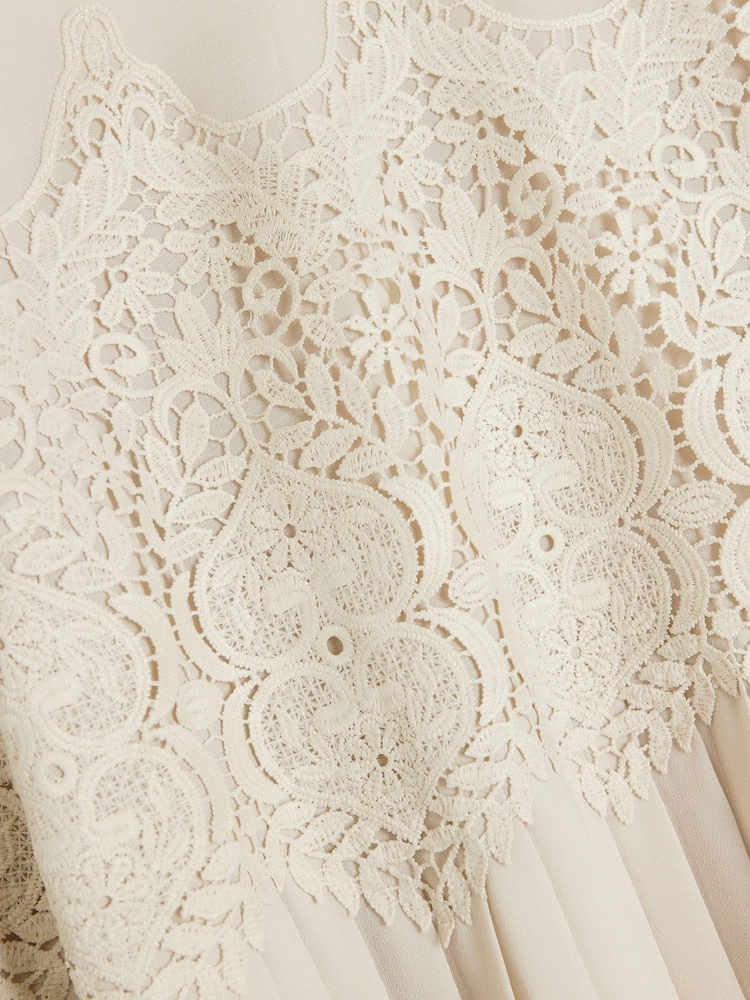 River Island Cream Lace Applique Pleated Blouse - Image 6 of 6