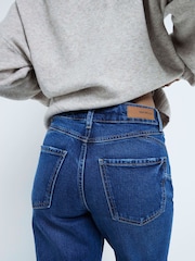 River Island Blue Mom Petite High Rise Bum Sculpt 100% Cotton Jeans - Image 3 of 6