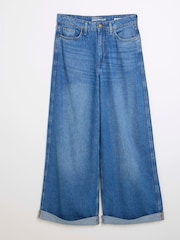 River Island Blue Petite Denim Super Wide Leg 100% Cotton Jeans - Image 5 of 6