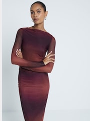 River Island Red Long Sleeve Mesh Top - Image 3 of 6