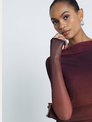 River Island Red Long Sleeve Mesh Top - Image 4 of 6